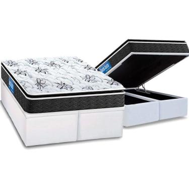 Imagem de Cama Box Baú Queen Colchão Probel D40 Premium Hiper Firme Pillow Top+Base White(158X198)