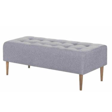 Imagem de Puff Recamier Duque Linho Cinza Com Pés Em Madeira 1,40 M