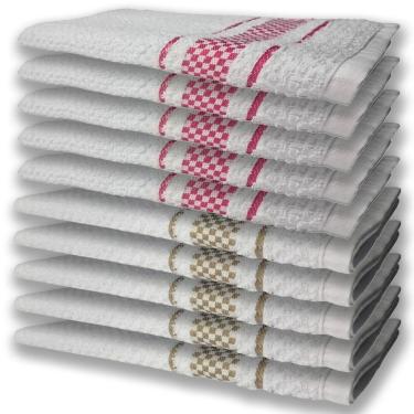 Imagem de 10 Panos De Prato Atoalhado Felpudo Premium 5 Rosa 5 Marrom