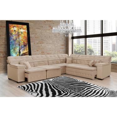 Imagem de Sofá Magno 3.97x2.57m De Canto, Retrátil E Reclinável - Bege