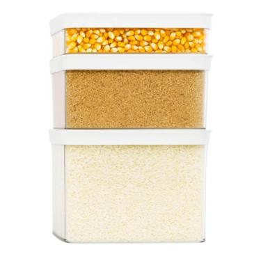 Imagem de Kit Potes Porta Mantimento Hermético Quadrado Cozinha 3 Uni - Helsim, 