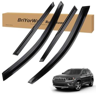 Imagem de BriYorWay Protetores de chuva para Jeep Cherokee 2014 2015 2016 2017 2018 2019 2020 2021 2022 2023 acessórios, para defletores de janela Jeep Cherokee