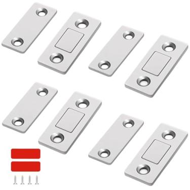 Imagem de Trava magnética para gabinete, pacote com 8 travas magnéticas para porta de armário, fecho magnético para armários gavetas, portas de armário