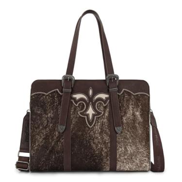Imagem de Trinity Ranch Bolsa esportiva feminina de couro bovino grande, Café, One Size