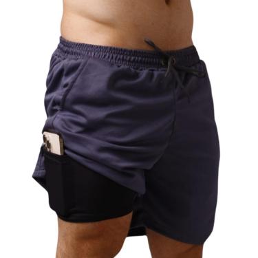 Imagem de Shorts Masculino Corrida Treino Academia Shorts Compressão Azul-Masculino