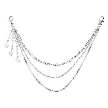 Imagem de Corrente Star Jean, corrente de calças prateadas, correntes de bolso punk em camadas, motociclista, hip rock, acessórios para o corpo, saia Y2K, cinto para mulheres, homens, festivais de música