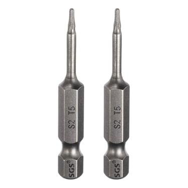 Imagem de HARFINGTON 2 peças de chave de fenda Torx T5, haste sextavada de 1/10.2 cm, ponta magnética sem furo, à prova de adulteração, pontas de 6 pontas, chave de fenda S2 de aço industrial