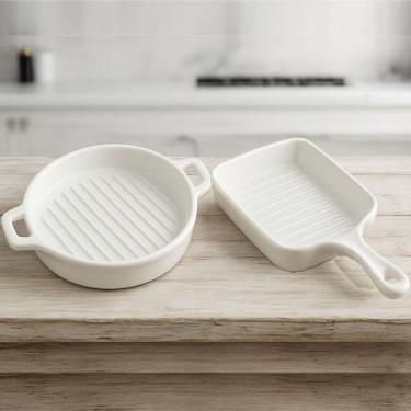 Imagem de Travessas Petisqueiras Assadeiras Cerâmica Servir Jogo 2pçs - Genérico