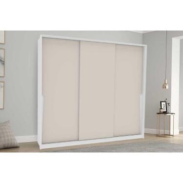 Imagem de Guarda Roupas 3 Portas De Correr De E 4 Gavetas Porto Branco/creme - Politorno