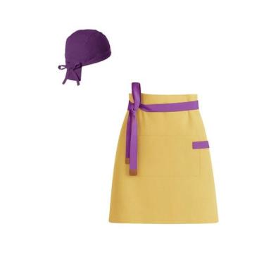 Imagem de Avental Cintura Amarelo Bandana Faixa Roxo Sorveteria Açai - CASACHA