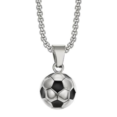 Imagem de Colar com pingente feminino, pingente de futebol americano, colar hipoalergênico banhado a ouro prata 14K para mulheres e homens, One size, Metal, Sem Pedra Preciosa