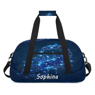 Imagem de Bolsa esportiva personalizada, animal, lobo, galáxia, universo com nome, bolsa de dormir personalizada, bolsa de fim de semana, bolsa de treino para dança, balé, academia, ginástica, mala, viagem