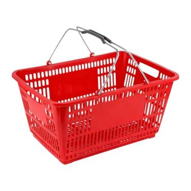 Imagem de Ｂｅｓｇａ Cesta de compras multifuncional para supermercado com alça, ideal para guardar legumes, brinquedos e outros itens embaixo do armário, Vermelho
