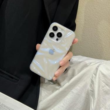 Imagem de Capa de celular luxuosa prateada com efeito 3D enrugado para iPhone 16, 15, 14, 13, 11, 12 Pro Max, fosca, roxa, com ondulações d'água, à prova de choque, azul transparente, para iPhone 13 Pro