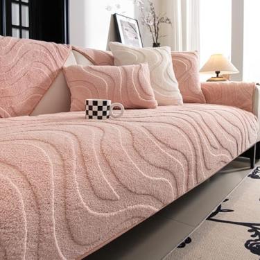 Imagem de HGTRH Cobertura para sofá Chaise longo antiderrapante, universal cobertura sofá Chaise Longue, anti gatos peluche capas de assento de sofá seccional rosa 90 * 160