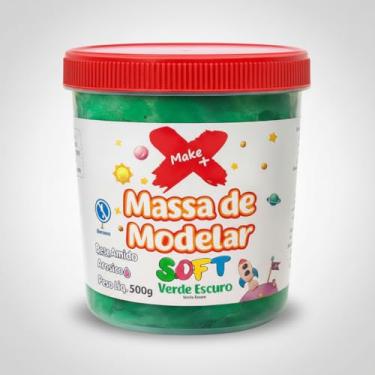Imagem de Massa de Modelar Massinha Soft Verde Escuro, Base de Amido, Atóxica, 500g, Textura Macia, Lavável, para Atividades Educativas e Criativas