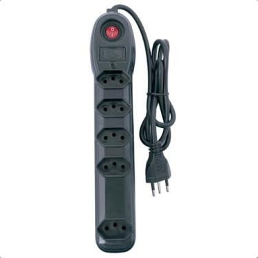 Imagem de Filtro de Linha Premium, 5 Tomadas, Cabo 5 Metros, Bivolt, Proteção contra Surtos, Chave Liga/Desliga com LED, Preto, 23x6cm