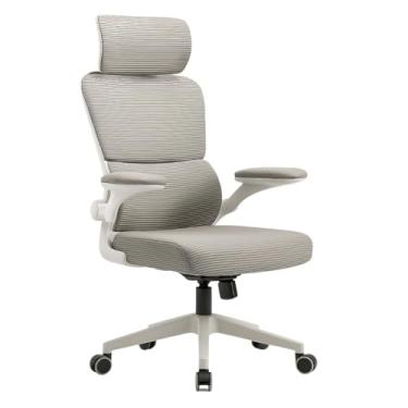 Imagem de Cadeira de Escritório Ergonômica Cinza - Apoio Lombar, Encosto Mesh, Inclinação 90-130° e Suporte 150kg