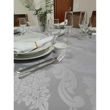 Imagem de Toalha de Mesa Jacquard Rústica para 4 a 12 Lugares – Toalha de Mesa Decorativa para Sala de Jantar e Cozinha (CINZA,8 LUGARES)