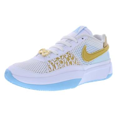 Imagem de Nike Ja 1 Tênis de basquete infantil grande (FZ8327-103, branco/azul aquário/azul gelo), Branco/Azul Aquário/Azul Glaciar, 20