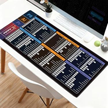 Imagem de Mouse pad com teclado rápido, tapete de mesa antiderrapante com padrão de atalhos de software de escritório, mouse base de borracha grande estendida atualizada (30 x 59,9 cm) - Estilo 1