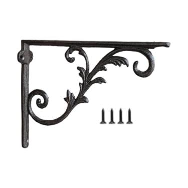 Imagem de Generic Suporte de prateleira decorativo, suporte de prateleira rústico em forma de L, de canto de metal preto espesso para montagem na parede, Style C
