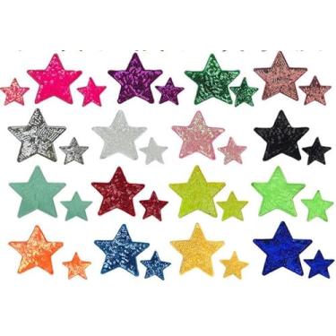 Imagem de Aemygo Emblemas de estrela de lantejoulas de 12 cm, 24 peças de adesivos de estrelas com glitter bordados para roupas, jaqueta, mochilas, decorações de fantasia (12 cores)