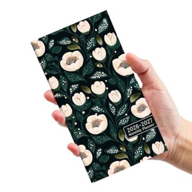 Imagem de Calendário de bolso 2026-2027 para bolsa, planejador mensal de dois anos, tamanho pequeno (16,5 cm x 9 cm) - linda gardênia