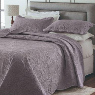 Imagem de Kit Cobre Leito Colcha Basic Queen 3 Peças Dupla Face Liso Classic - Lavanda - 100% Poliéster