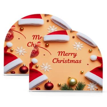 Imagem de Wassud Chapéus de Papai Noel de Natal Suporte de guardanapo de acrílico, dispensador de guardanapo de papel moderno em forma de U para mesa, cozinha, sala de jantar, bancada 2 peças (comporta 50-60