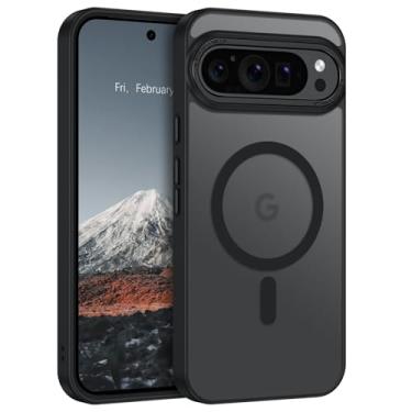 Imagem de Telaso Capa magnética para Google Pixel 9 Pro XL, capa para Pixel 9 Pro XL compatível com Magsafe translúcido fosco traseiro macio TPU protetor de grau militar capa para Google Pixel 9 Pro XL, preta