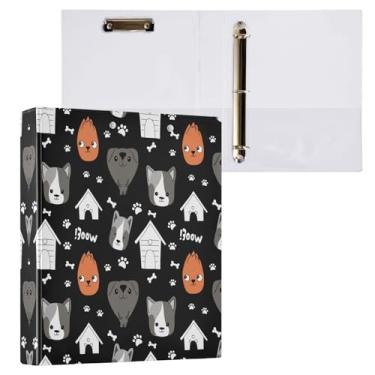 Imagem de STAYTOP Organizador de fichário redondo de cachorro fofo, fichário de 3 anéis com prancheta (carta A4), fichário fofo para material de escritório escolar