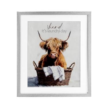 Imagem de Stupell Industries Herd It's Laundry Day Impressão emoldurada cinza sob vidro, design de Kim Allen, 16 x 13