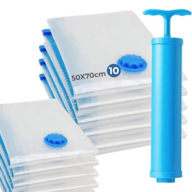 Imagem de 【Cozena】- Kit 10 Sacos a Vácuo 50x70 com Bomba Manual Armazenamento Inteligente e Economia de Espaço