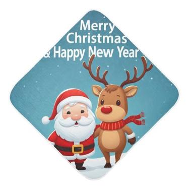 Imagem de Burbuja Toalha de banho para bebê com rena de Papai Noel - Toalha com capuz de musselina macia e absorvente para recém-nascidos, 89 x 89 cm