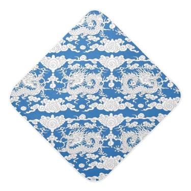 Imagem de Burbuja Toalha de banho de bebê Dragons Clouds - Toalha com capuz de musselina macia e absorvente para recém-nascidos, 89 x 89 cm