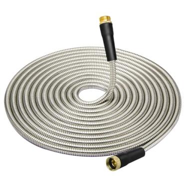 Imagem de Mangueiras de água de 3 m – Conexões de 3/10.2 cm, mangueiras flexíveis de jardim para irrigação de jardim, limpeza externa, limpeza de casa, lavagem de carro, piscina, acampamento, irrigação