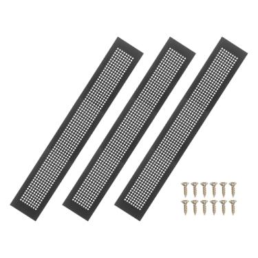 Imagem de PATIKIL Capa de ventilação de porta de 61 x 7,6 cm, 3 peças de cobertura de ventilação de grade de alumínio com orifícios de diamante com parafusos de montagem para porta de teto de armário de