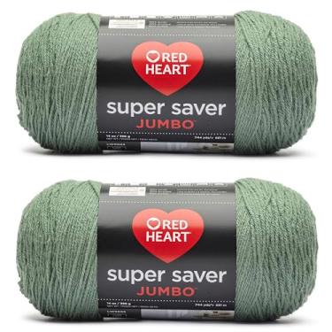 Imagem de Red Heart Fio Super Saver Jumbo Light Sage – Pacote com 2 unidades de 396 g – 100% acrílico – #4 penteado (médio) – 744 jardas – Tricô/crochê