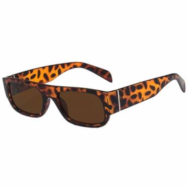 Imagem de Óculos de Sol Feminino Jelly Color com Hastes Largas Estilo Punk para Esportes ao Ar Livre, Corrida e Ciclismo, Estampa de Leopardo Marrom