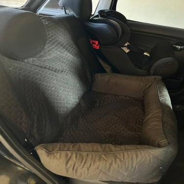 Imagem de Cama Pet 2 em 1 com Capa Protetora para Banco Traseiro - Grande, Impermeável, Toddy Liso (Preto)