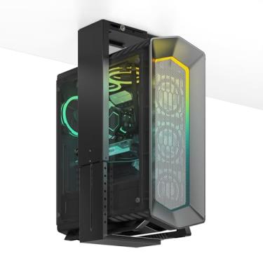 Imagem de Putilsen Mount Suporte de PC sob a mesa – Suporte de torre de PC ajustável de 21 cm a 30 cm de largura, suporta CPU de até 22,7 kg, suporte de caixa de computador de aço com acolchoamento protetor