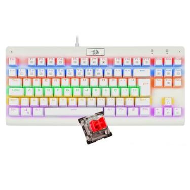 Imagem de Teclado Mecânico Gamer Redragon Dark Avenger Lunar White IIuminação Rainbow Switch Vermelho K568W-R