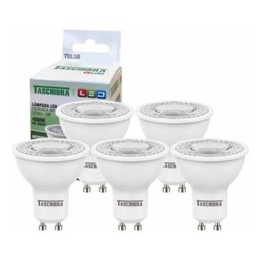 Imagem de 5 Lâmpada De Led Dicróica Mr16 Tdl 50 7w Gu10 Taschibra 4000k