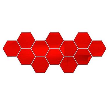 Imagem de Lâminas de Espelho Hexagonais Reflexivas Flexíveis Autoadesivas Lajes Não Vidro Adesivos para Decoração Residencial Uso