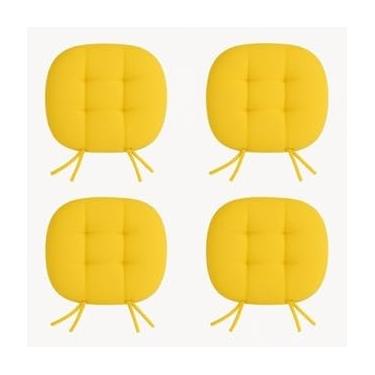 Imagem de Kit de Assentos De Cadeira Futon 40x40 - Liso Redondo Oxford Macio e Confortável com Amarração (Amarelo,2)