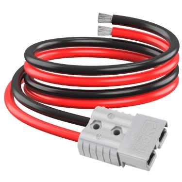Imagem de ELFCULB 6AWG Anderson 120A conector cabo de alimentação do guincho, cabos jumper de conexão rápida de bateria para trator de motor de carro de empilhadeira (2FT)