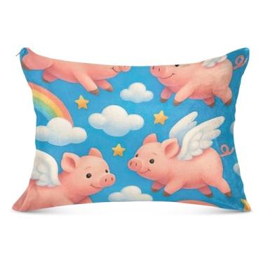 Imagem de Capa de almofada de flanela grande arco-íris com zíper longo para travesseiro padrão Queen King capa de travesseiro grande, tamanho corporal, 53 cm x 137 cm