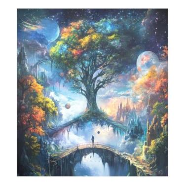 Imagem de Fantasy Castle Bridge Adesivo para lava-louças Capa magnética impermeável ímã de geladeira adesivo de geladeira portátil bancada lava-louças capa 58 x 66 cm