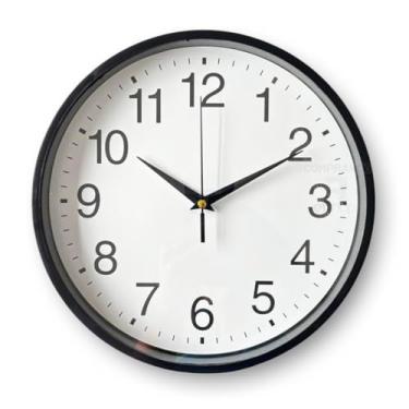 Imagem de Relógio de Parede Silencioso Moderno Decorativo - Ideal para Cozinha, Quarto, Sala, Escritório - Cor Preto ou Branco - Design Minimalista e Fácil de Instalar (Preto)